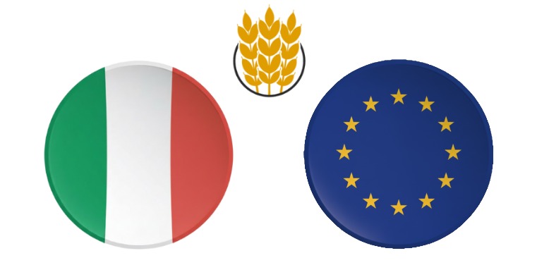 italy e europe flags