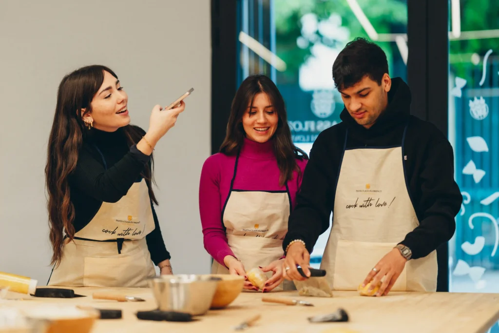 people doing pasta class