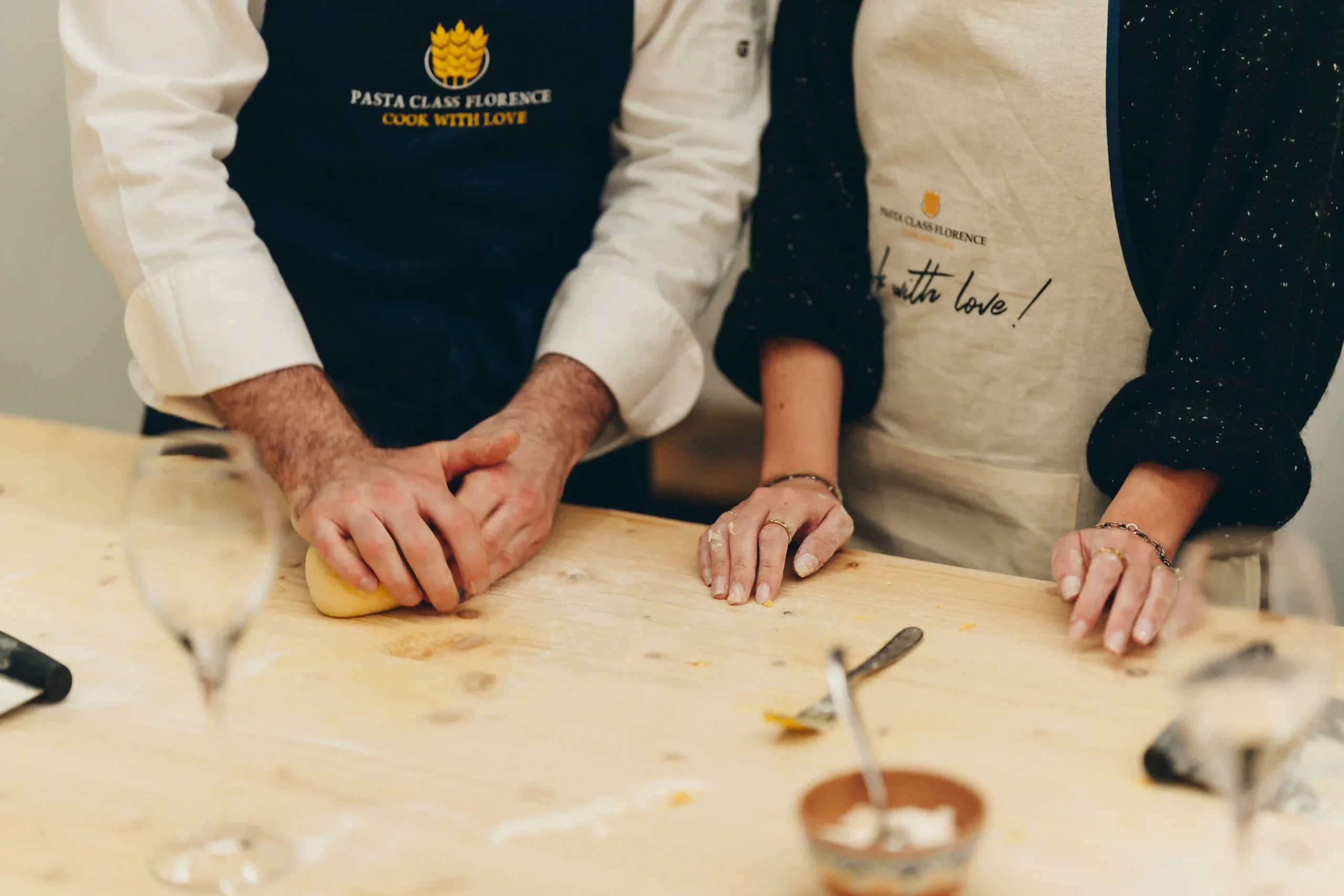 chef kneading the dough