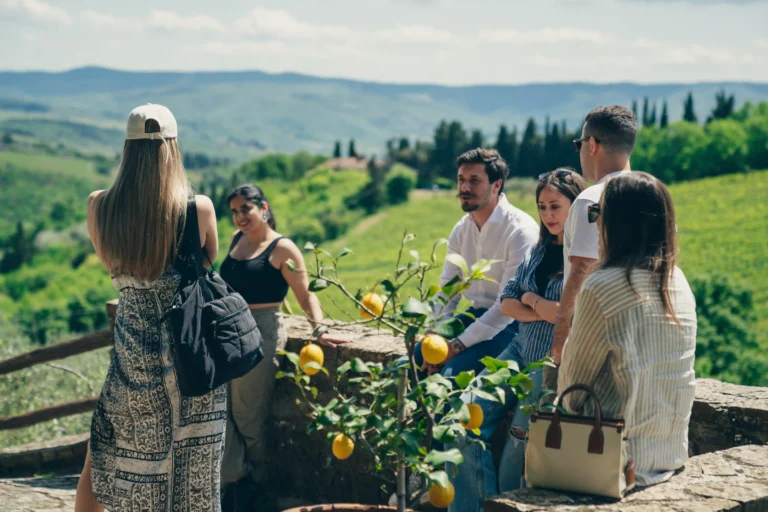 people on a terrace in chianti