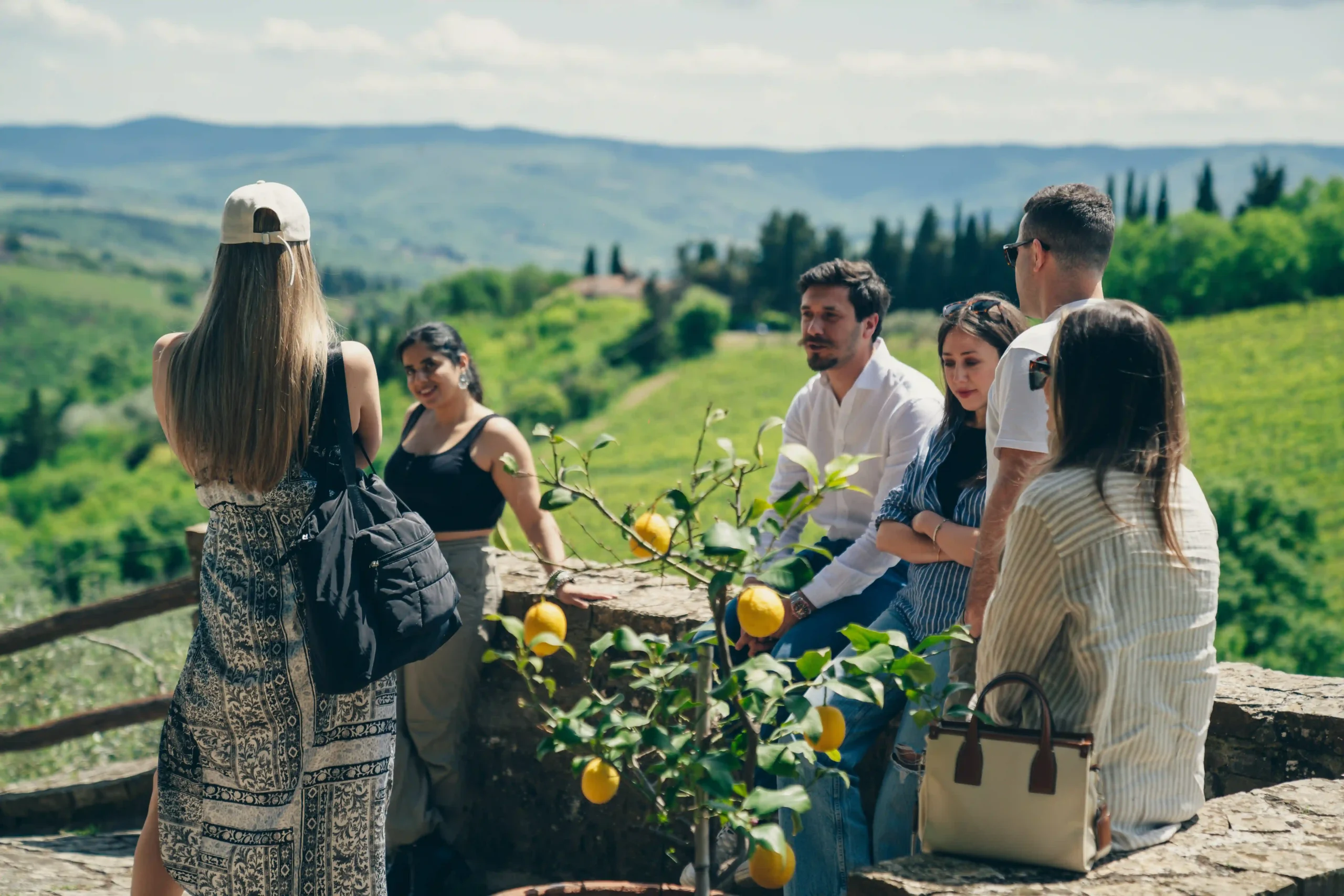 people on a terrace in chianti