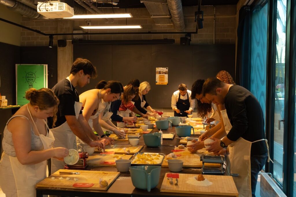 people making pasta class in Berlin at The Social Hub