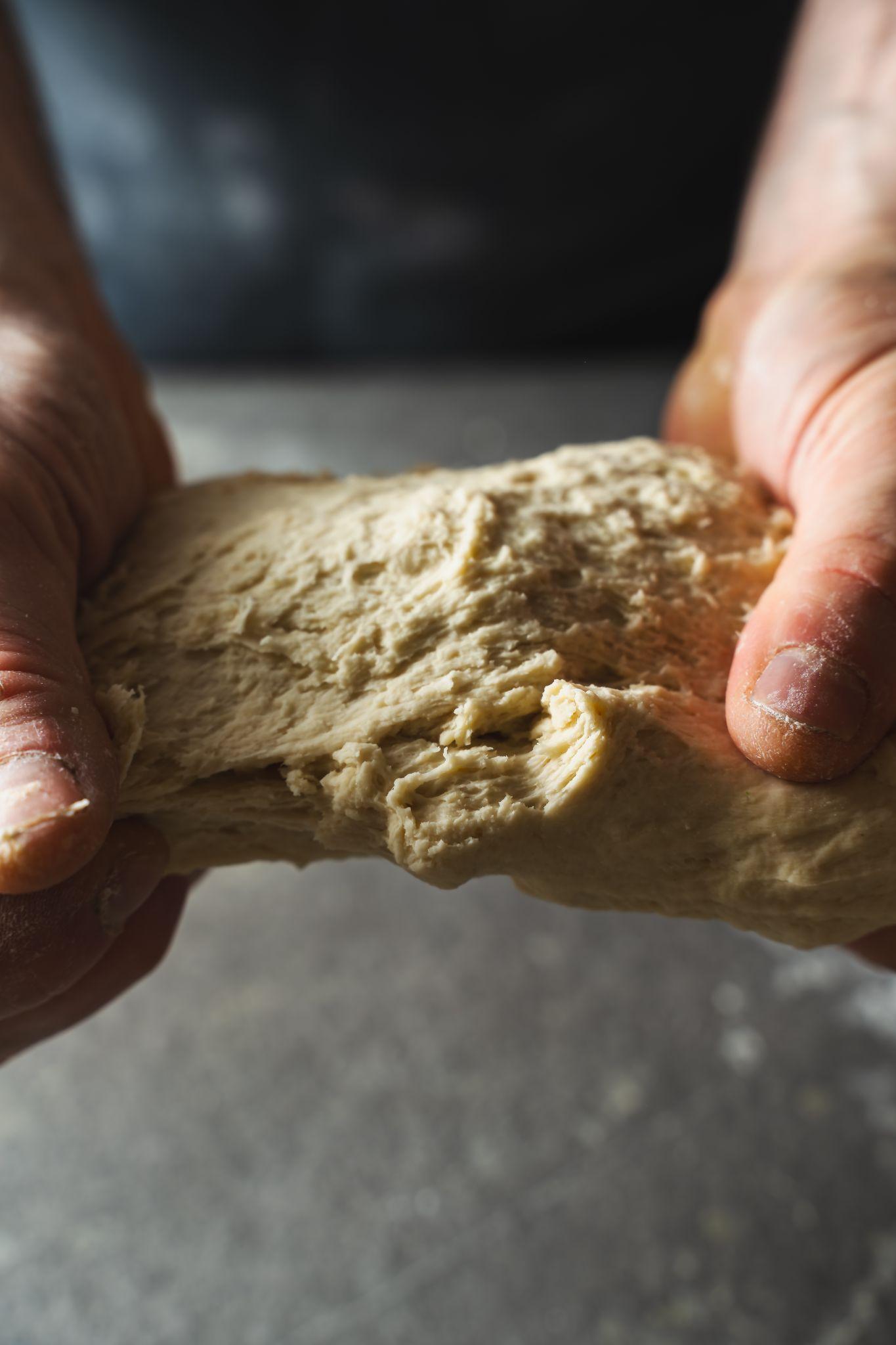 Homemade orecchiette pasta shaped by hand