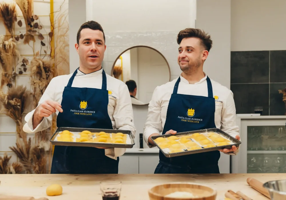 chef showing the pasta