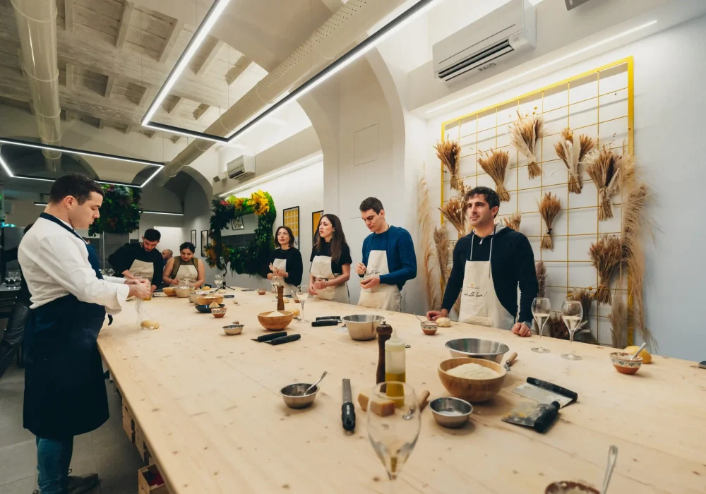 people doing pasta class